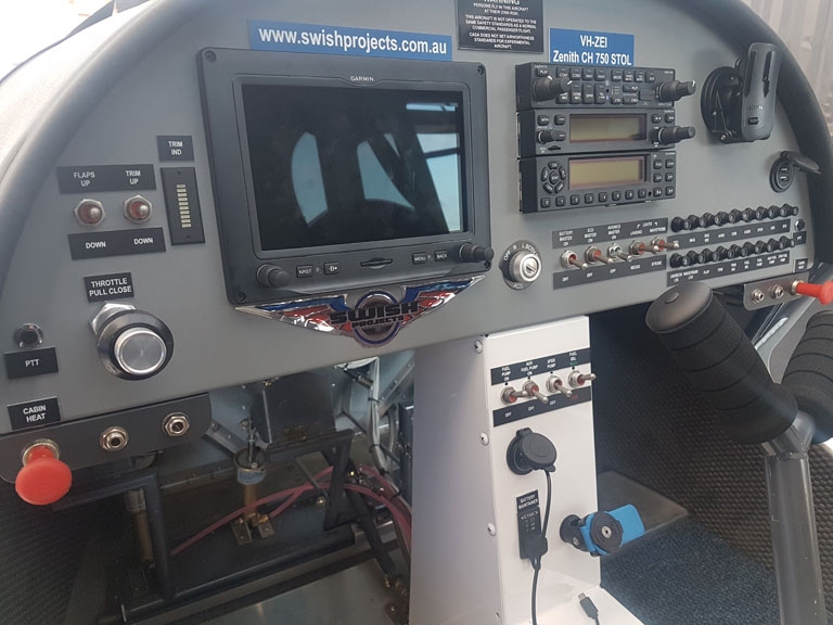 Zenith CH750 STOL can be sent with the standard curved dash for better visibility at high nose attitudes or the wider Cruzer dash for more panel space.